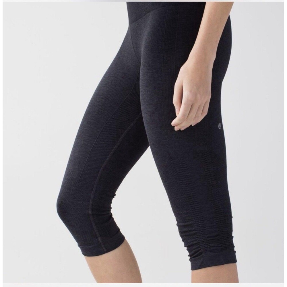 Lululemon Seamless Ruched Crop Leggings Heather Small Gray Nylon Workout